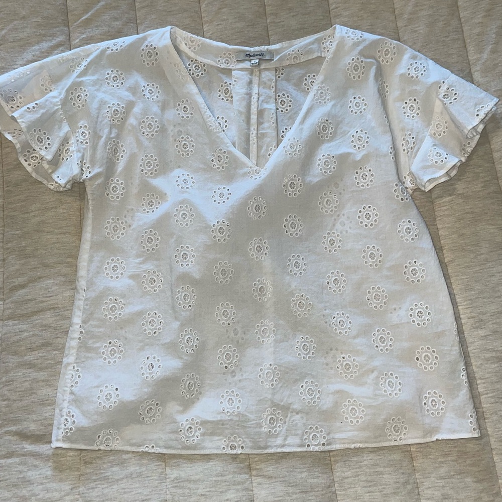 Madewell Eyelet Sundrift Ruffle Top